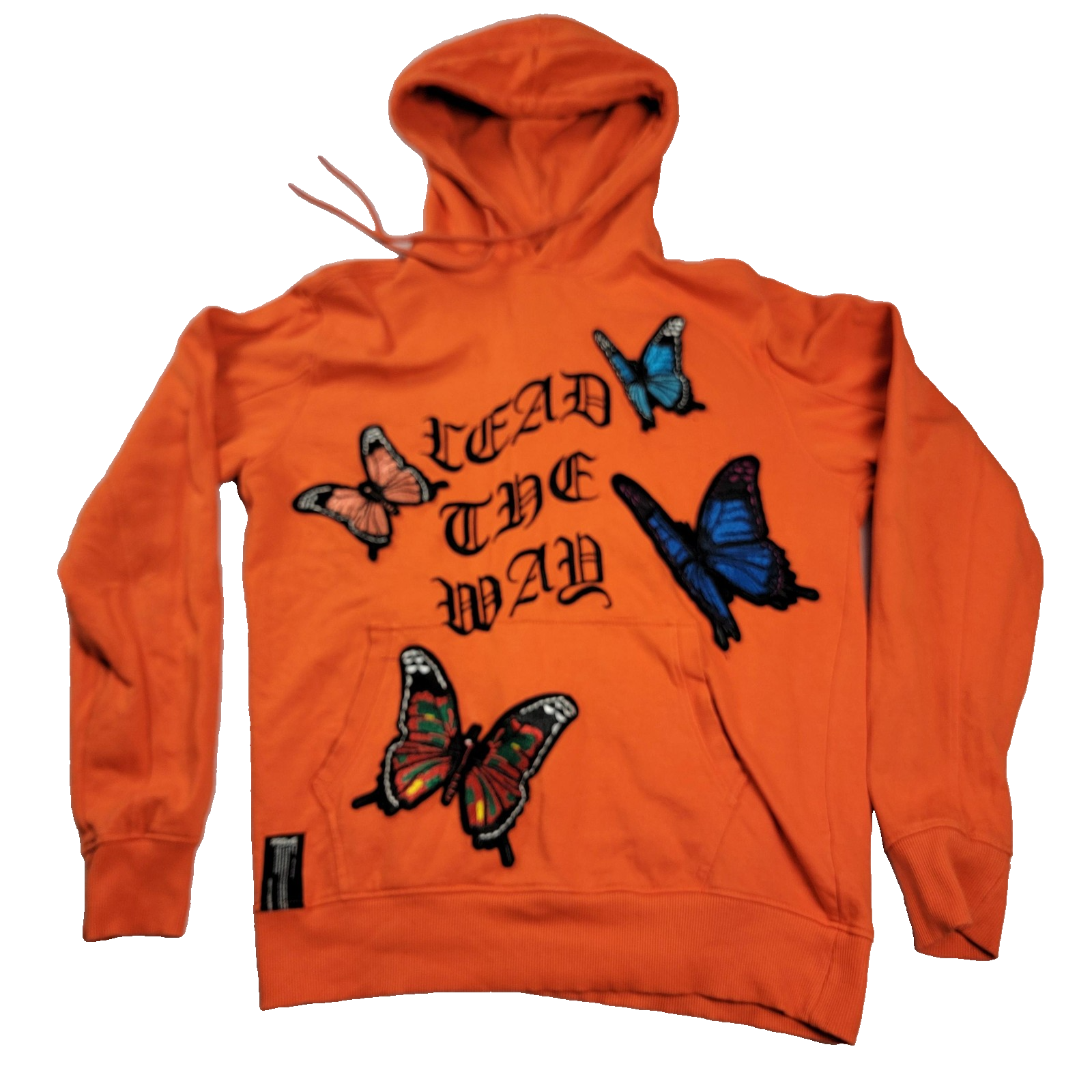 Preme Hoodie Orange Mens Large Lead The Way Butterfly Embroidered Pullover