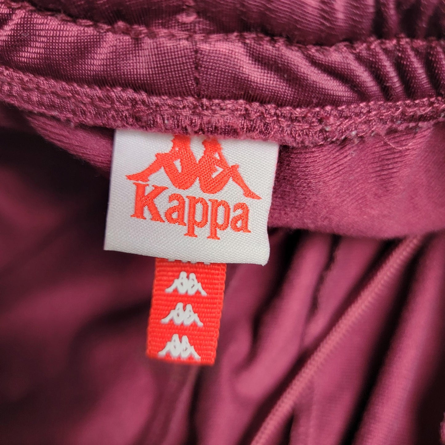 Kappa Pants Unisex Medium Burgundy White Logo Taped Track Joggers Sportswear 9473