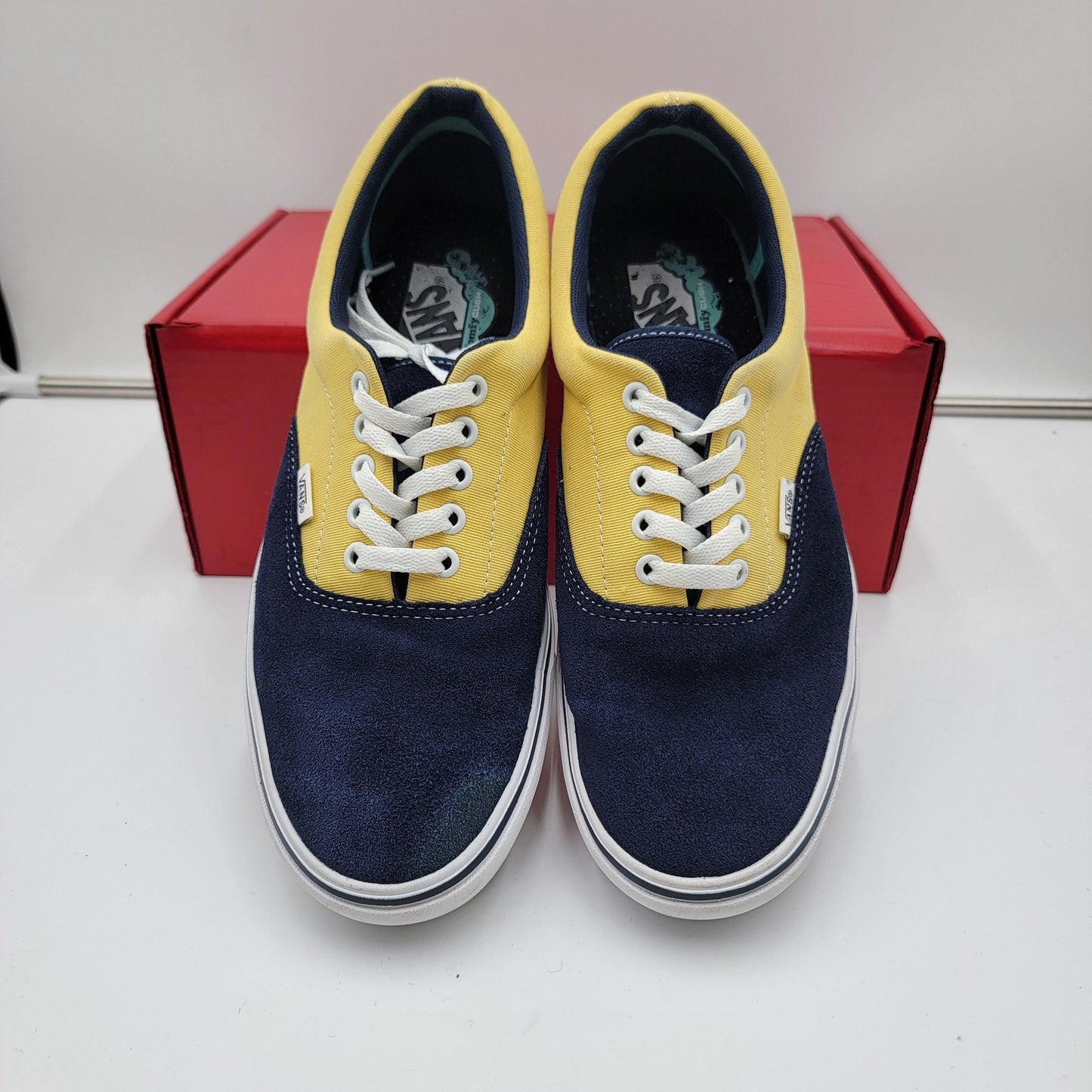 Vans ComfyCush Era Shoes Mens Size 10.5 Navy Yellow Low Top Skate Sneakers Suede3