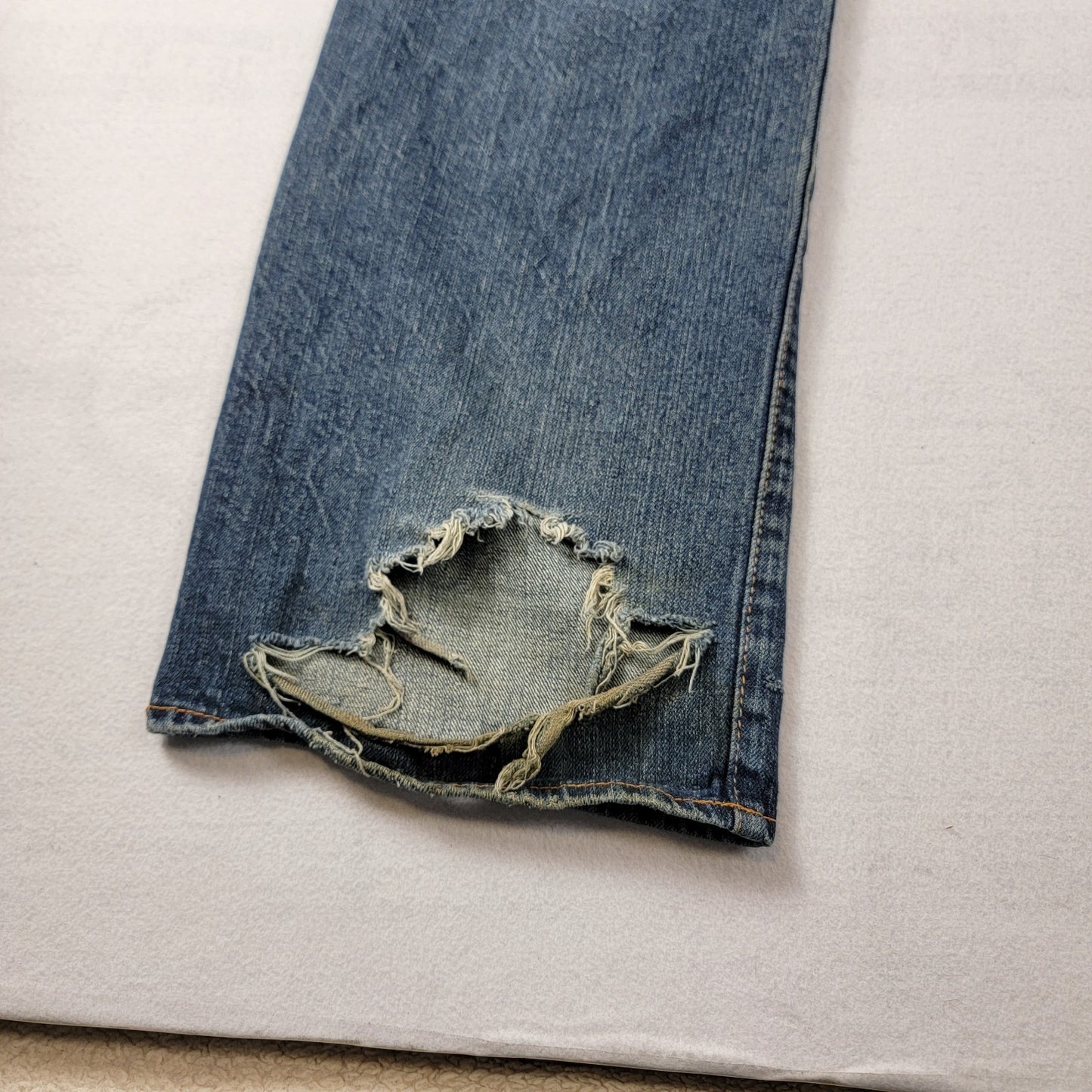 Ed Hardy Jeans Mens 34x34 Blue Denim Straight Leg Tiger Embroidery Distressed11
