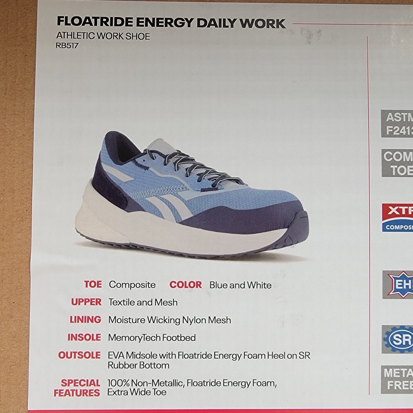 Reebok Floatride Energy Daily Athletic Work Shoe Blue Womens Sz 7.5W RB5178