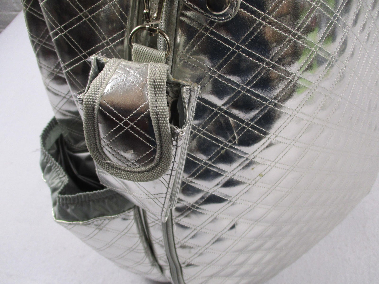 Life Is Tennis Metallic Quilted Backpack Bag Silver Tennis Racket Holder Gear2