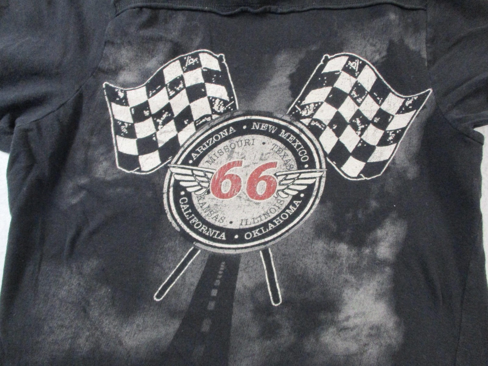 Shirt Womens Small Black Route 66 Rhinestone Graphic V Neck Short Sleeve Tee8