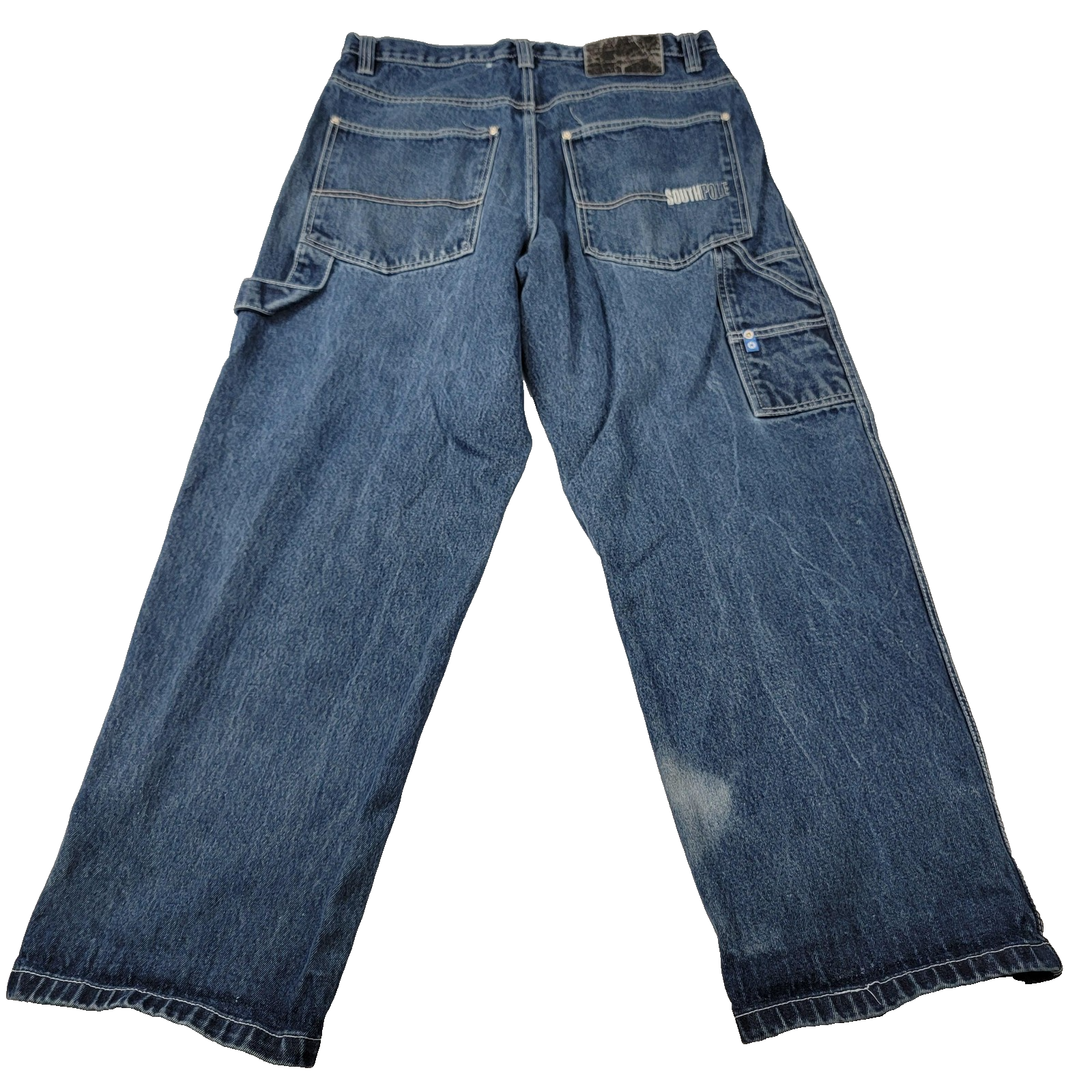 Southpole Jeans Mens 36 Blue Carpenter Workwear Utility Pockets Hammer Loop 11901