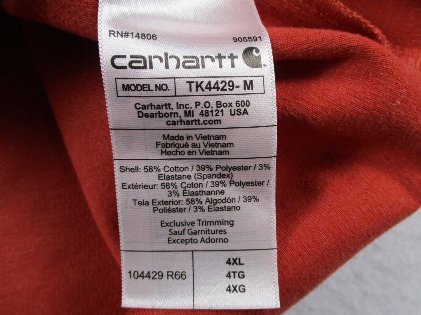 Carhartt Shirt Mens 4XL Orange Long Sleeve Thermal Henley Pocket Relaxed Fit6