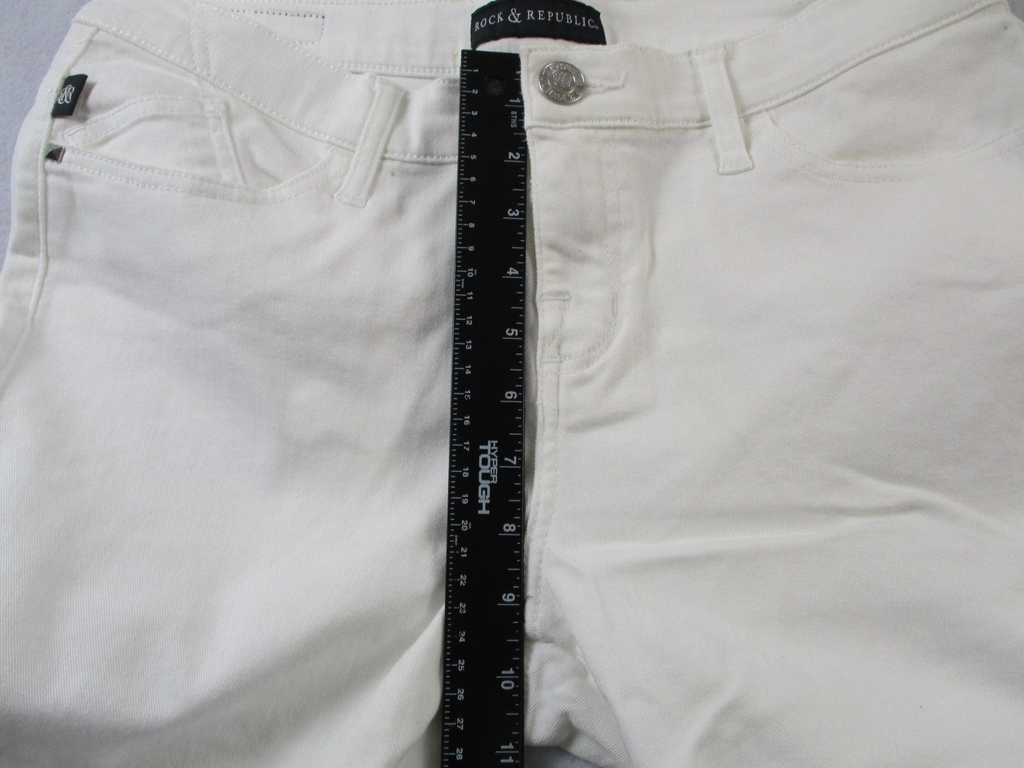 Rock & Republic Kendall Jeans Womens 12 White Straight Leg Stretch Denim 143913