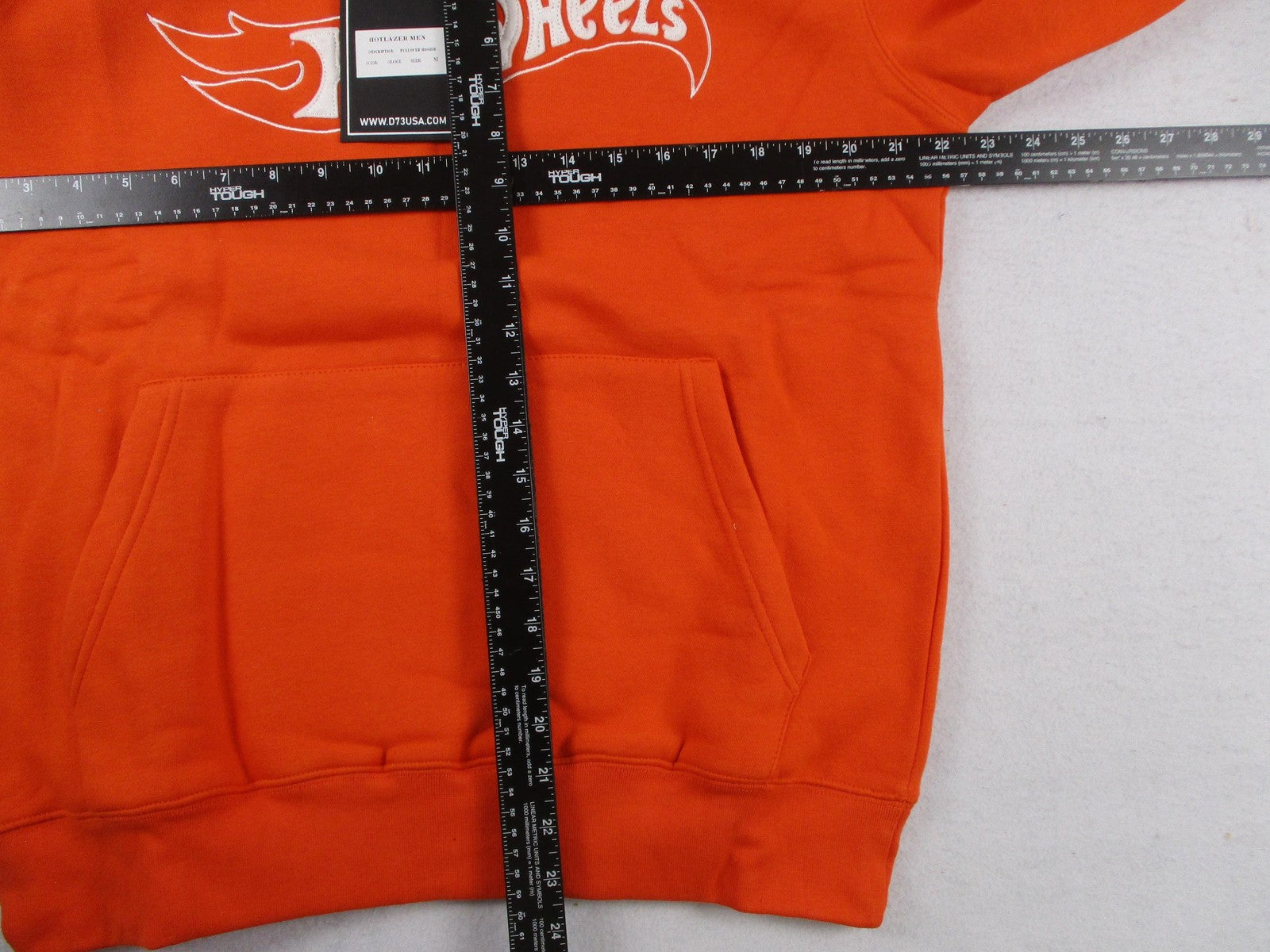 D73 Hot Wheels Hoodie Men Medium Orange Pullover Kangaroo Pocket Graphic 1295966