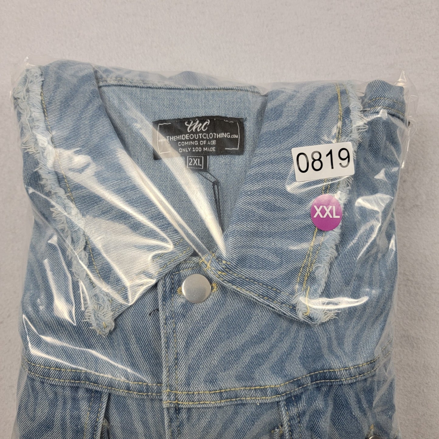 The Hideout Clothing “Coming of Age” Denim Jacket XXL Light Blue Zebra NWT