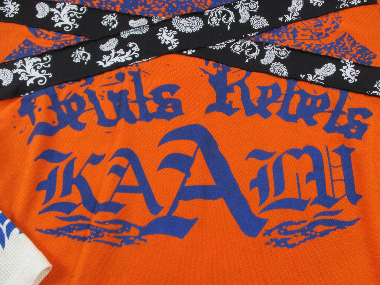 Kaalu Polo Shirt Mens 2XL Orange Rebels Rule Graphic Layered Long Sleeve 173814