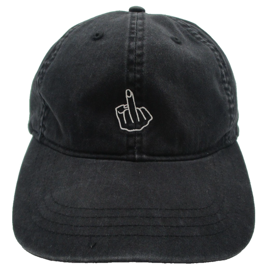 Middle Finger Hat Cap Strap Back Mens One Size Black Cotton Embroidered Funny0
