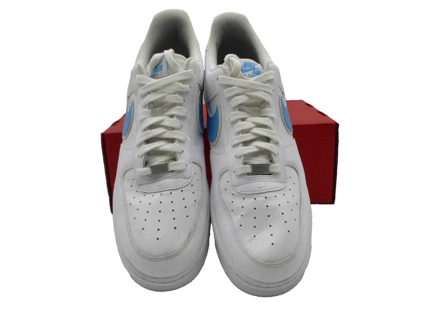 Nike Air Force 1 Low Shoes Men Sz 14 White Blue Leather Low Top AF1 Classic 1E74