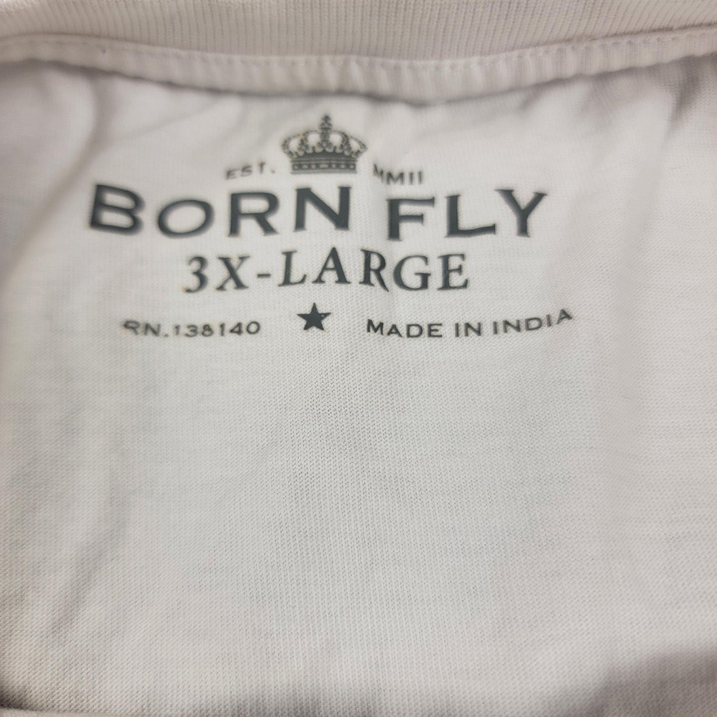 Born Fly Shirt Men's 3XL White The Fly Life Graphic Cotton SS Crewneck
