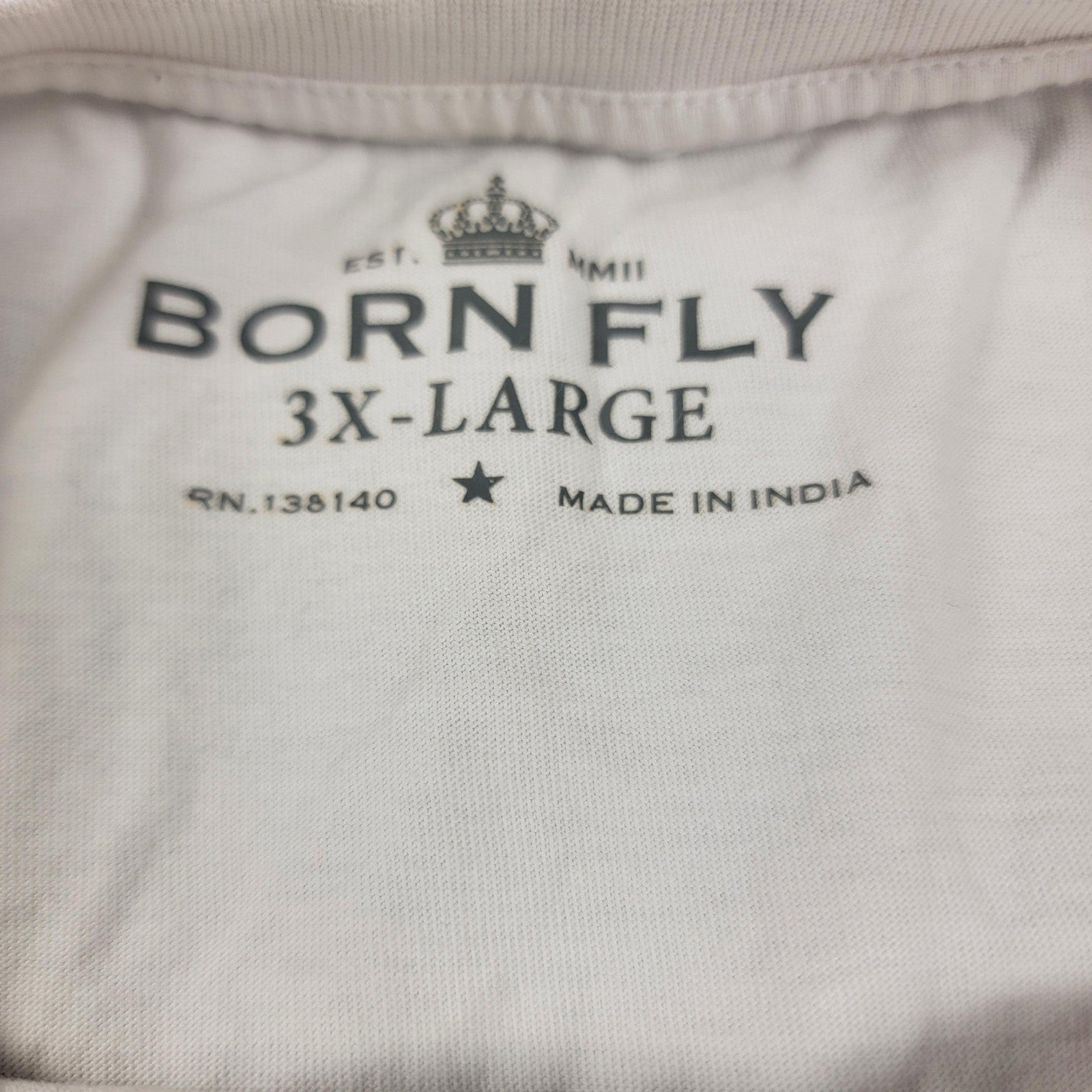 Born Fly Shirt Men's 3XL White The Fly Life Graphic Cotton SS Crewneck