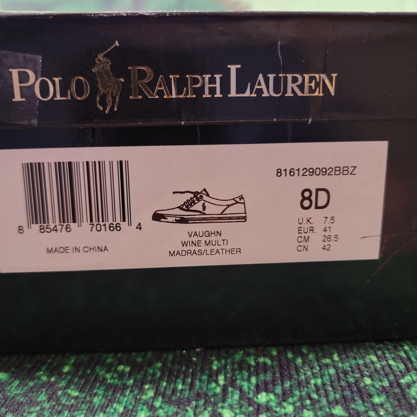 Ralph Lauren Polo Vaughn Boat Deck Shoes Wine Plaid Sz 8D8