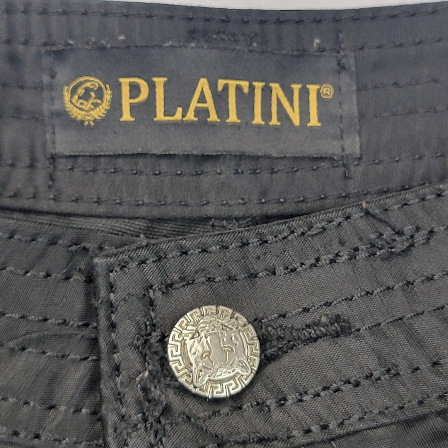 Platini Jeans Men 40 Black 5 Pocket Straight Leg Classic Casual Denim Pants 11982