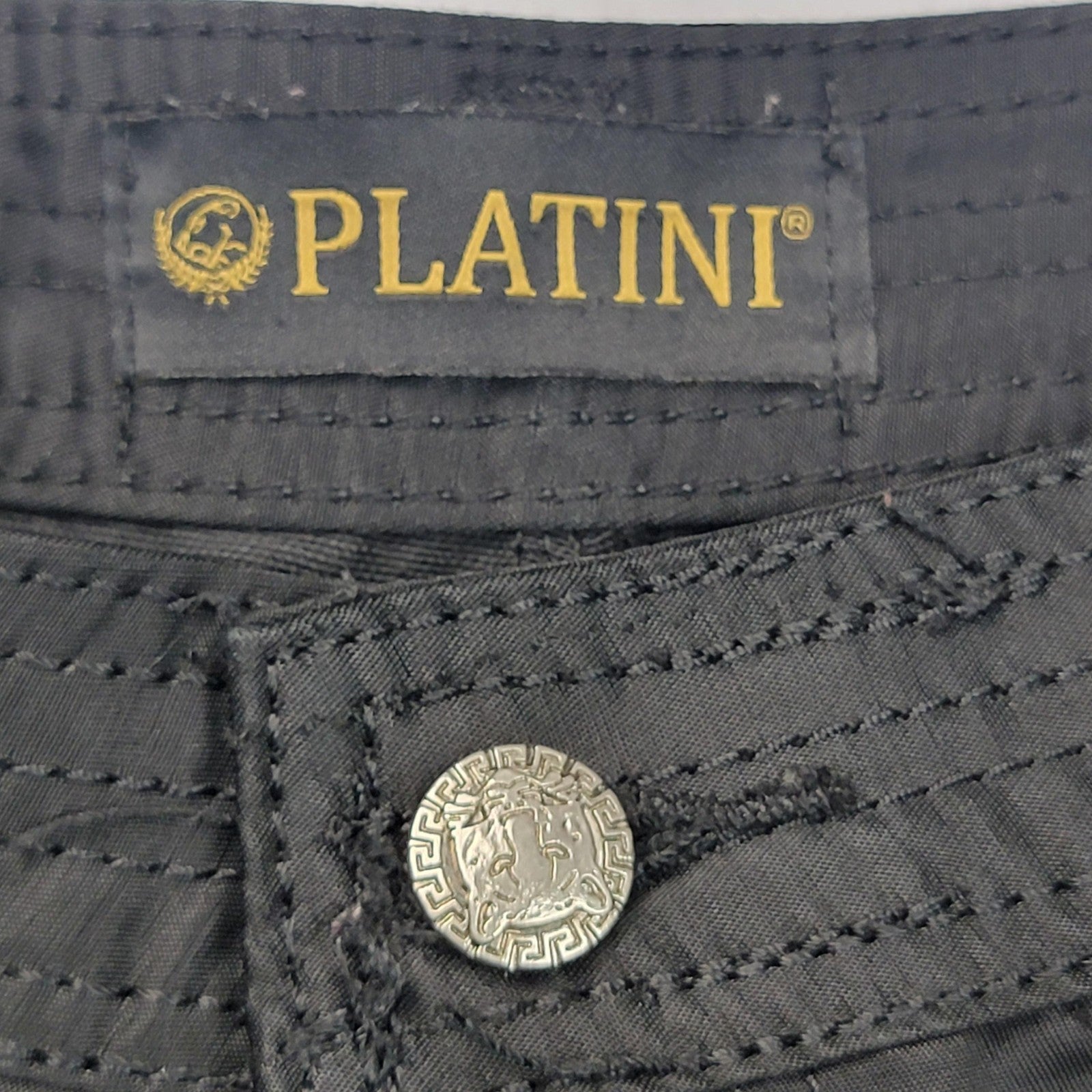 Platini Jeans Men 40 Black 5 Pocket Straight Leg Classic Casual Denim Pants 11982