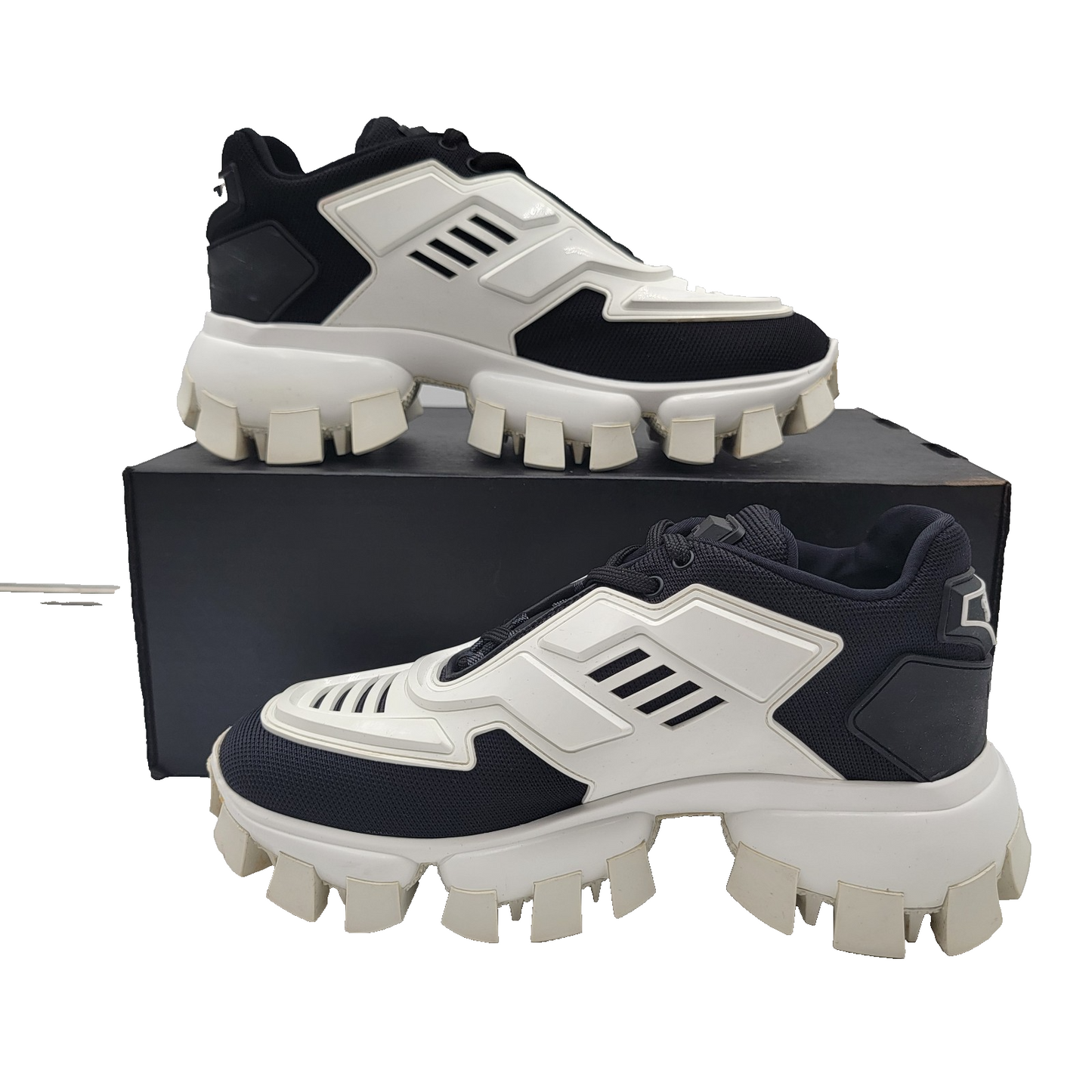 Prada Black White Cloudbust Thunder Logo Chunky Lugsole Sneaker IT 37