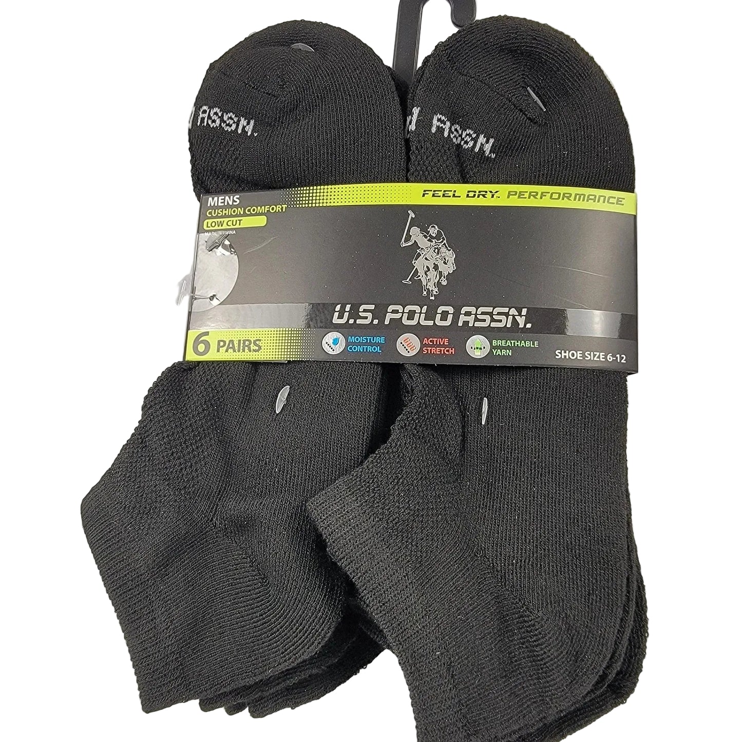 US Polo Assocation Black Mens Low Cut Socks Shoe Sz 6120