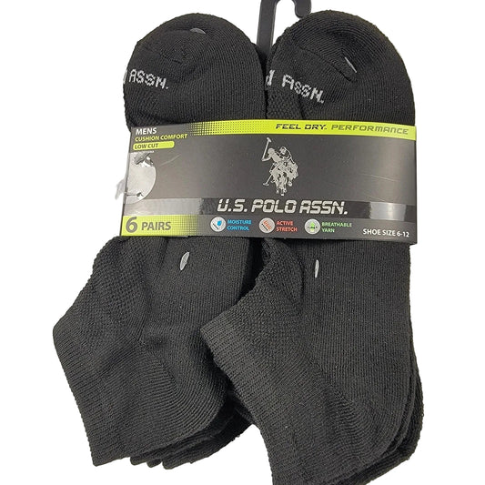 US Polo Assocation Black Mens Low Cut Socks Shoe Sz 6120