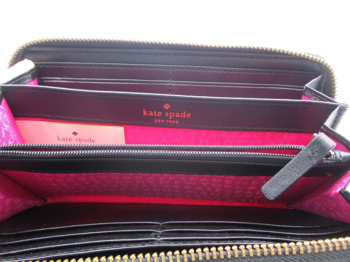 Kate Spade Wallet Women's One Size Black Striped Patent Zip Around Wristlet4