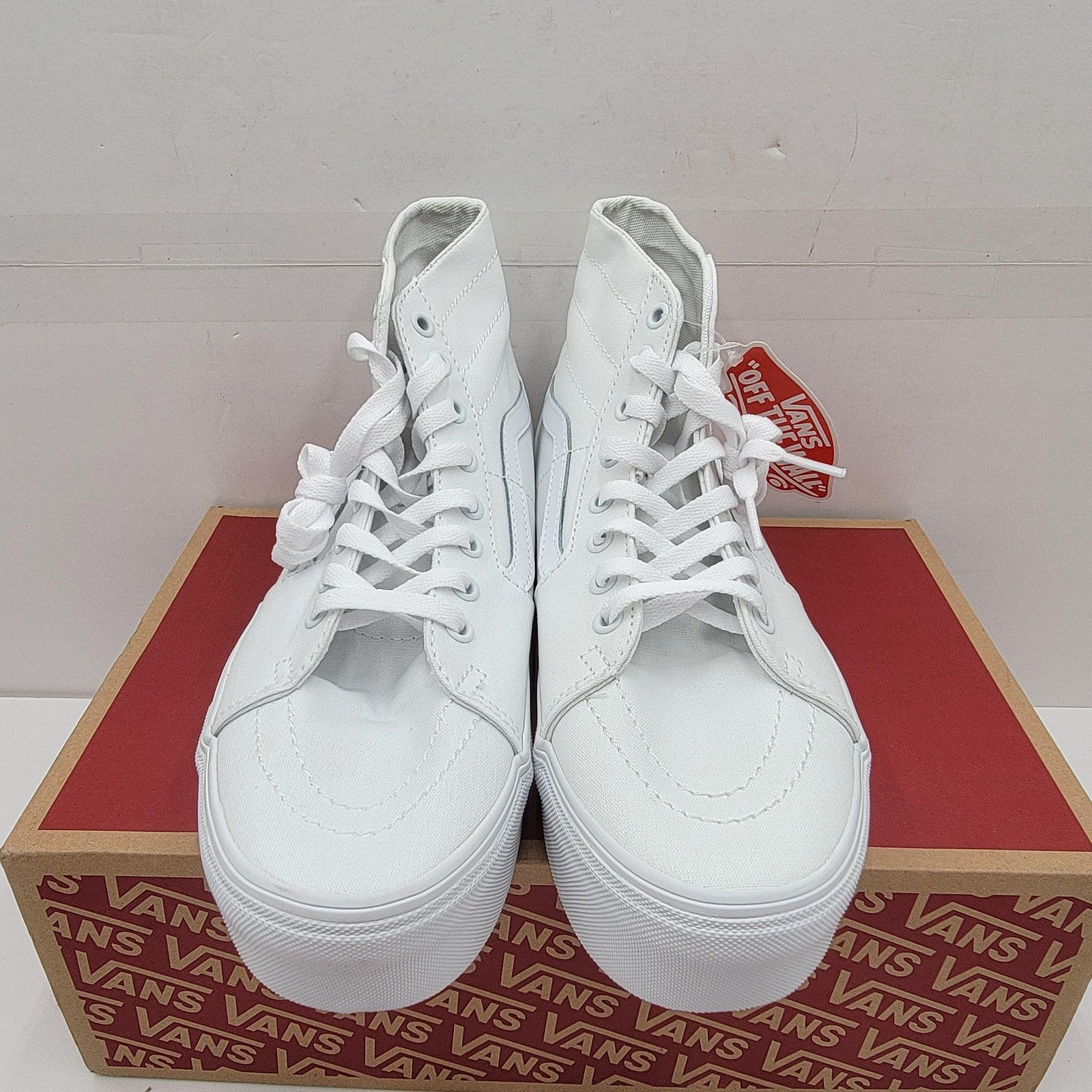 Vans Sk8Hi Tapered Shoes Mens Size 9.5 Womens 11 White Canvas VN0A5JMK Platform2