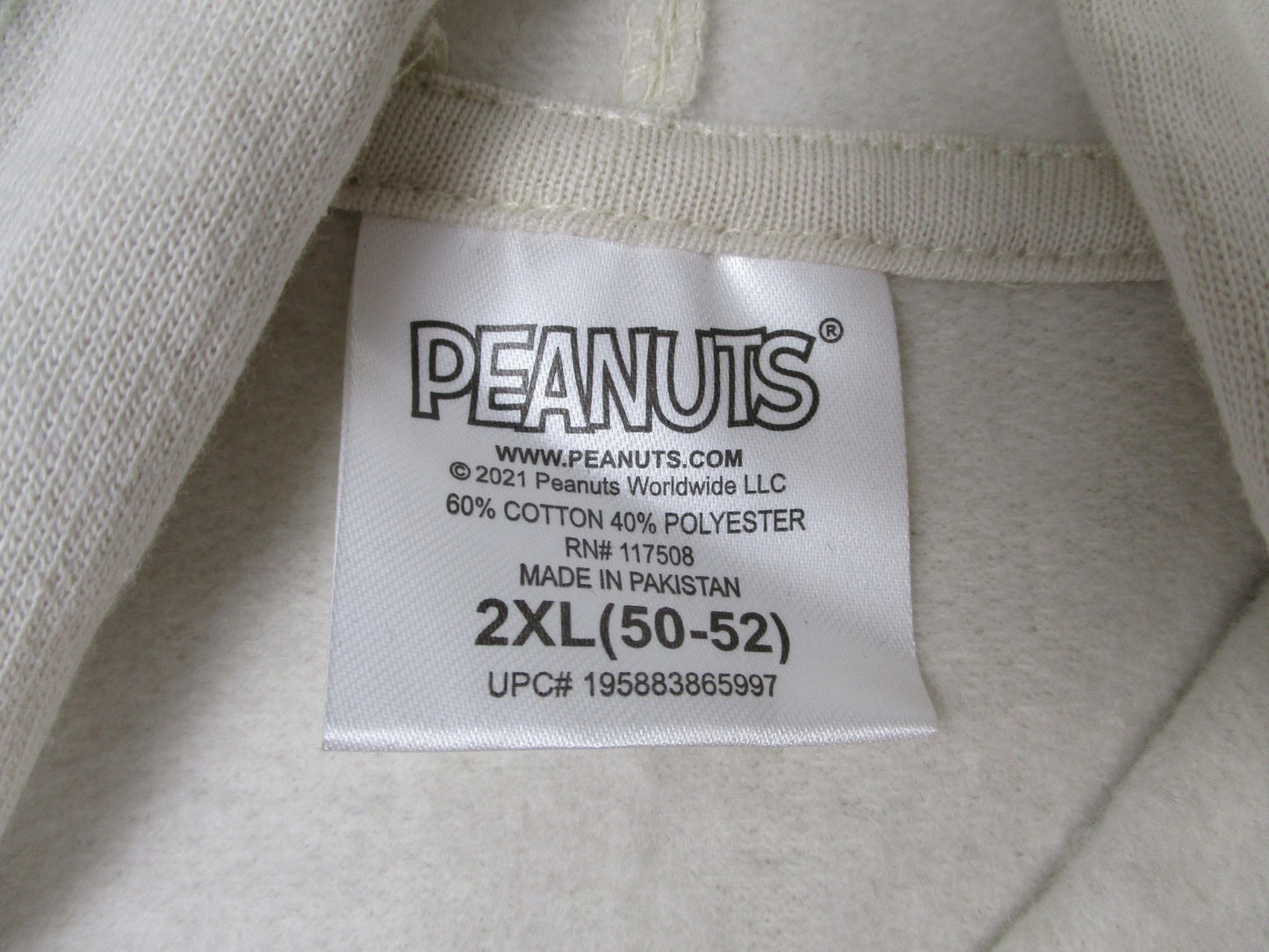 Peanuts Snoopy Hoodie Mens 2XL White Pullover Graphic Woodstock Cartoon 1337383