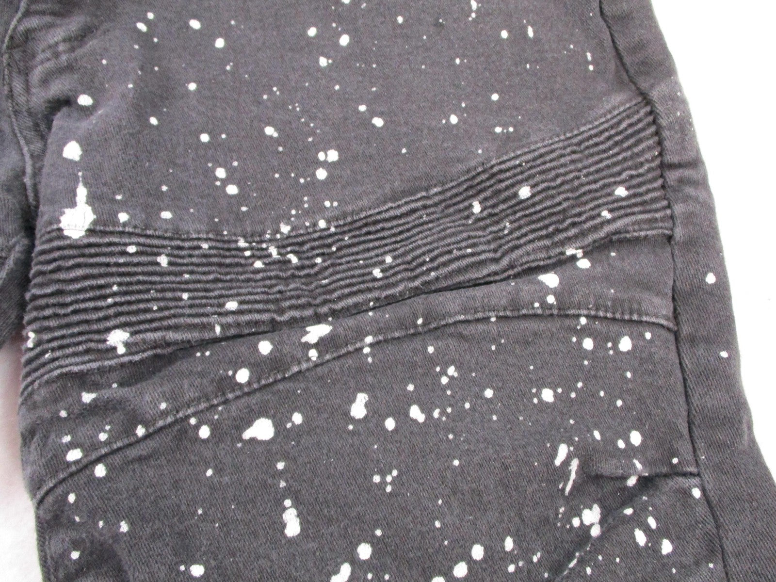 Demolition Shorts Mens 38 Black Paint Splatter Biker Denim Distressed Stretch2