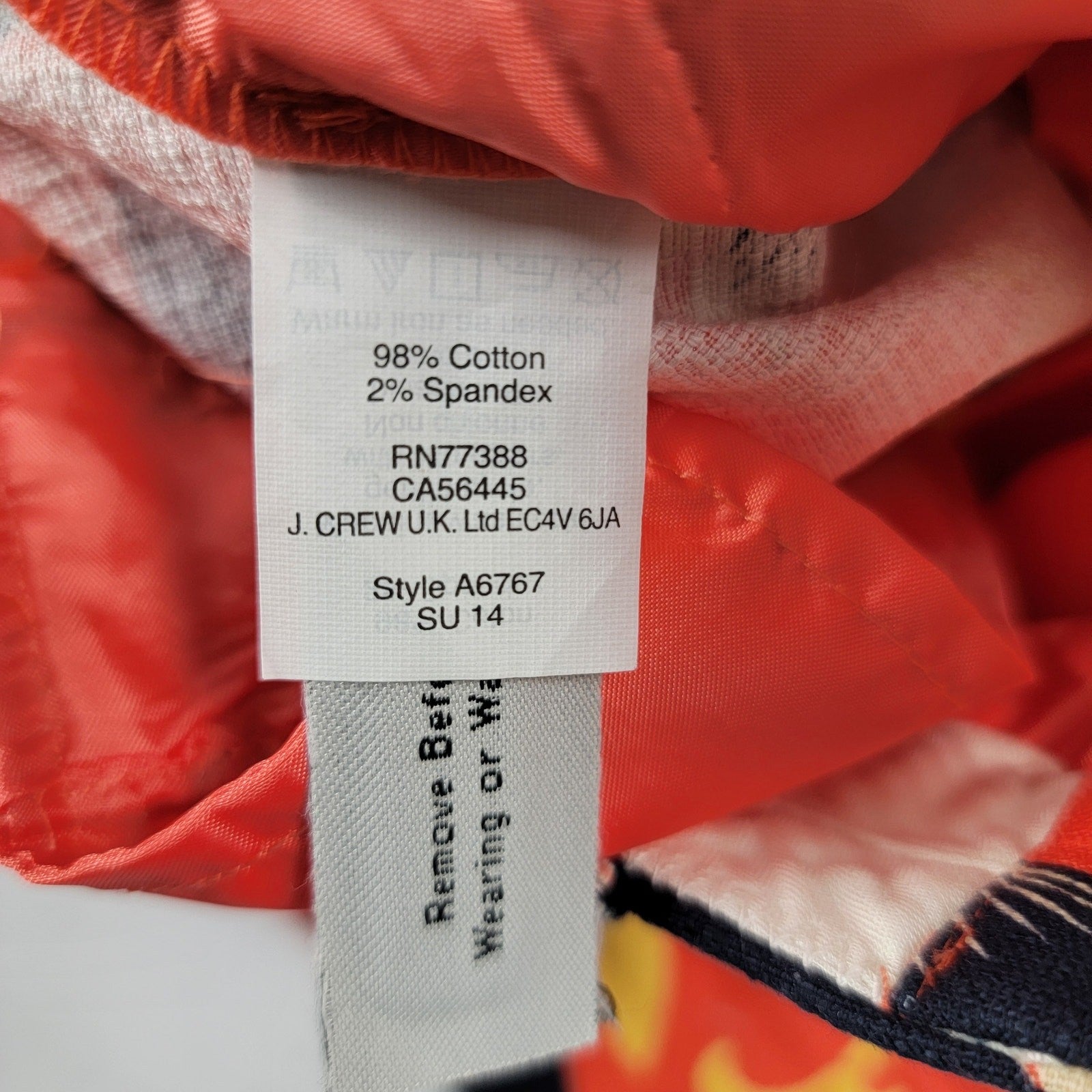 J Crew Womens Hibiscus Flora Shorts Sz 00 Orange/Black/Yellow