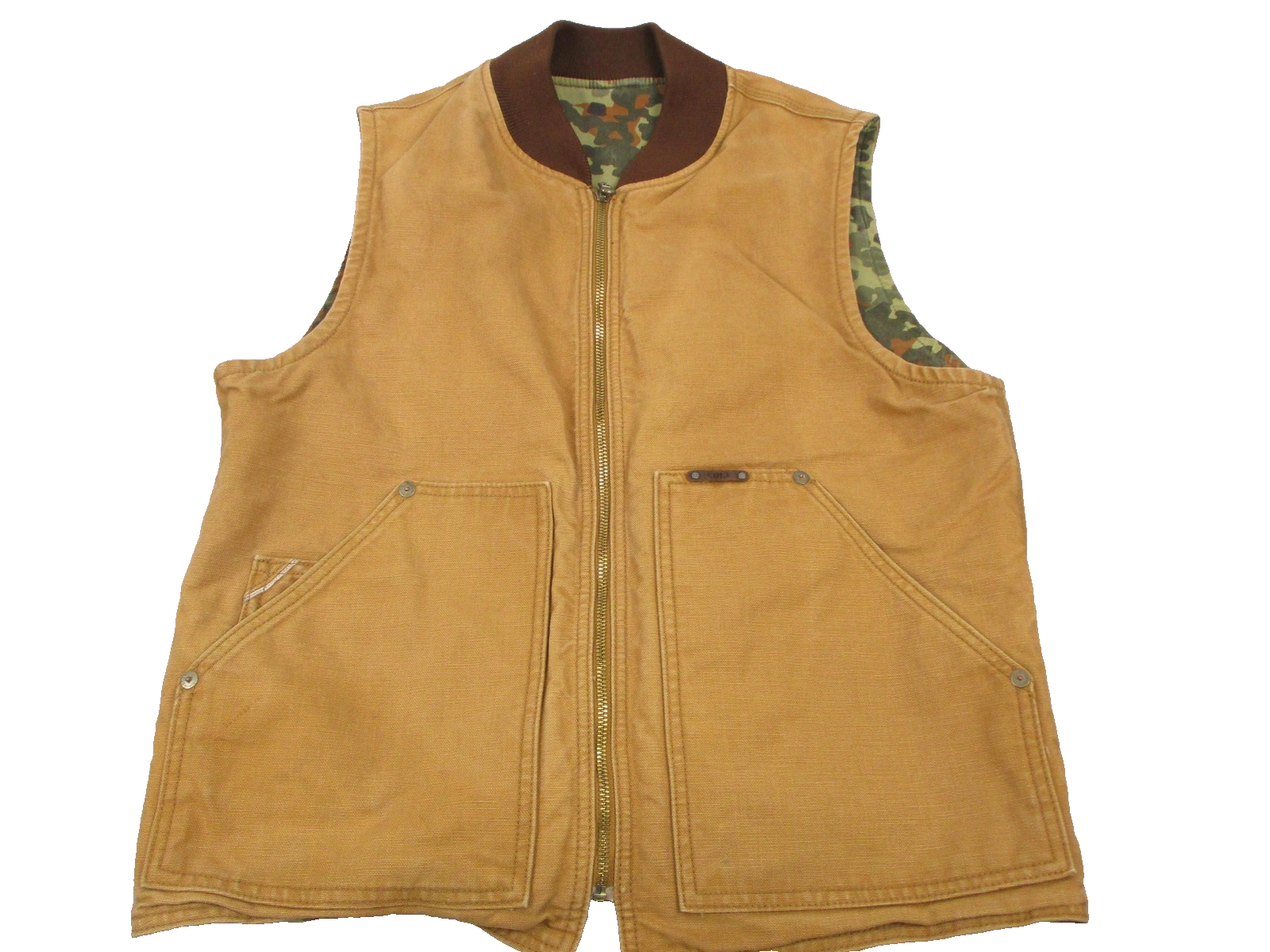 Cult of Individuality Vest Mens Medium Tan/Camo Canvas Reversible