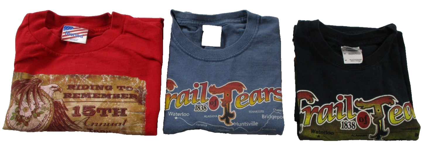 Trail Of Tears Shirt Lot 3 Mens Medium Gildan Murina Motorcycle Graphic Red Blue0