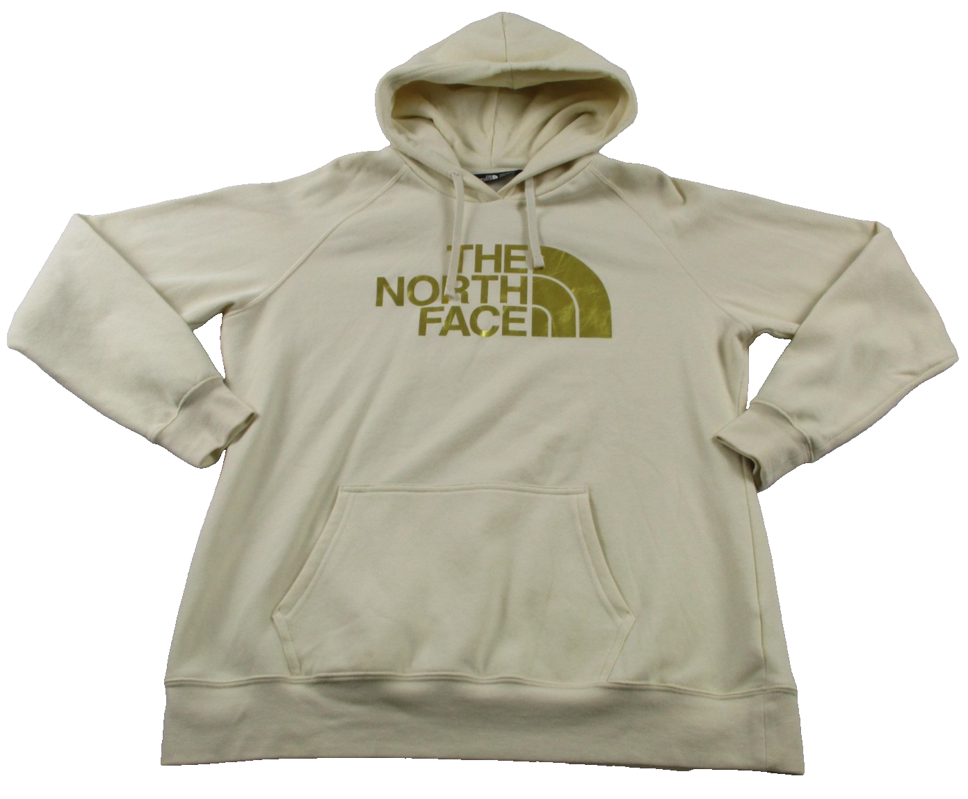 The North Face Hoodie Womens XL White Gold Logo Graphic Pullover Fleece 16640