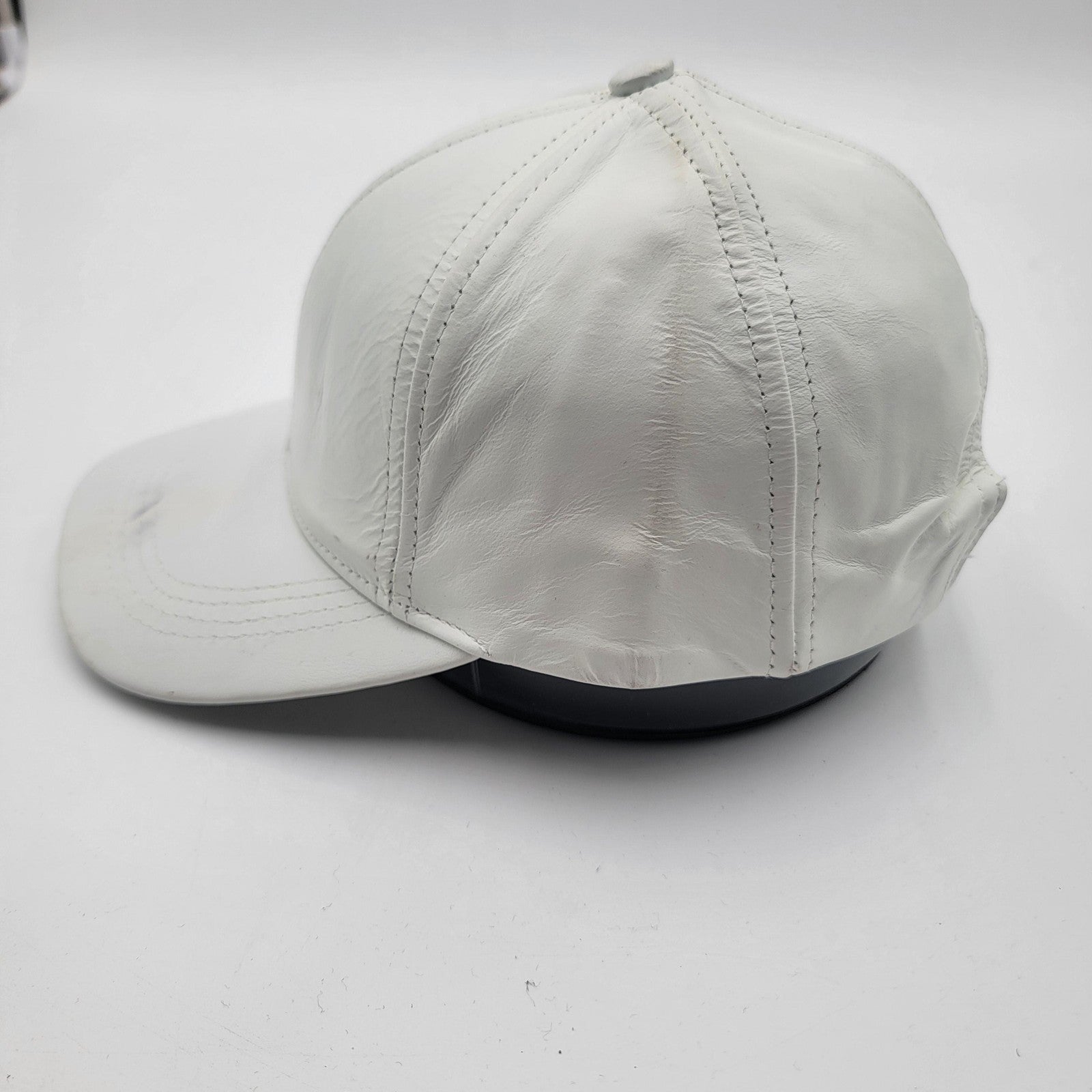 Genuine Leather Hat Cap Strap Back White USA Made One Size Mens Classic1