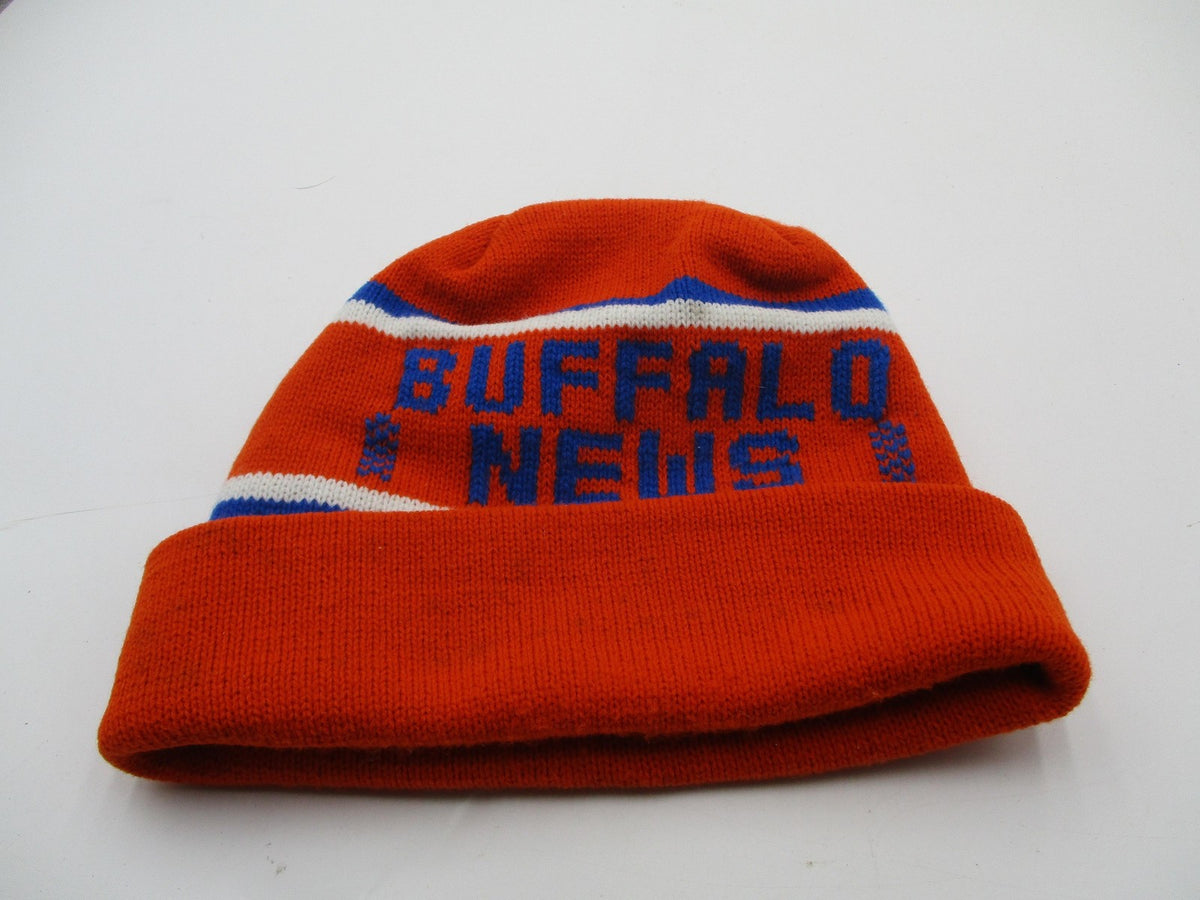 Buffalo News Hat Cap Beanie Mens One Size Orange Knit Striped Logo Winter3