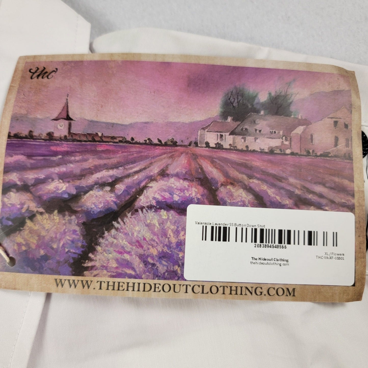 The Hideout Clothing Valensole Lavender SS Button Down Shirt White XL NWT