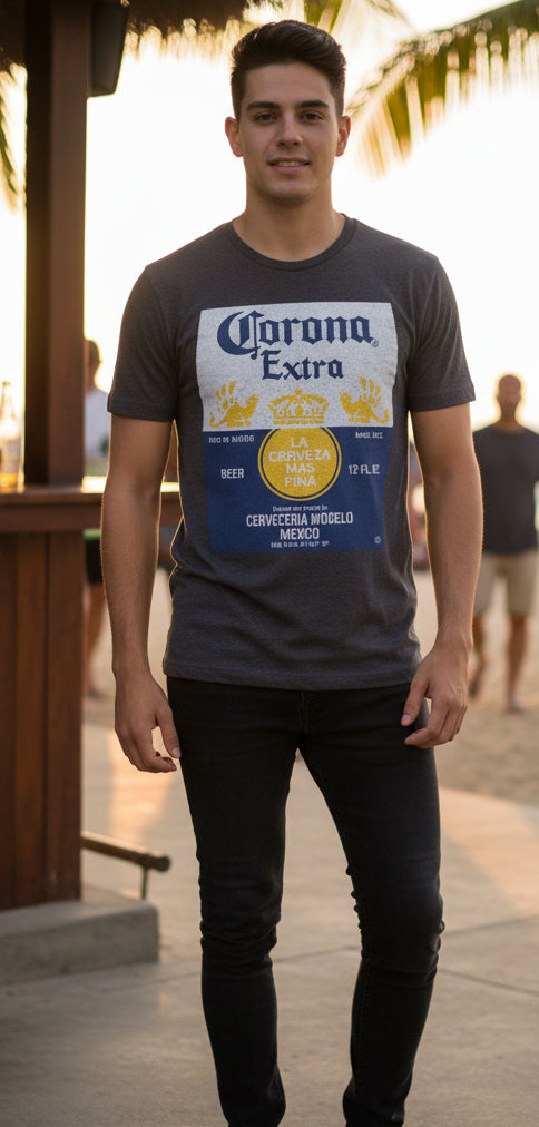 Corona Extra Shirt Mens XL Gray Bella + Canvas Beer Label Mexico Graphic Tee0