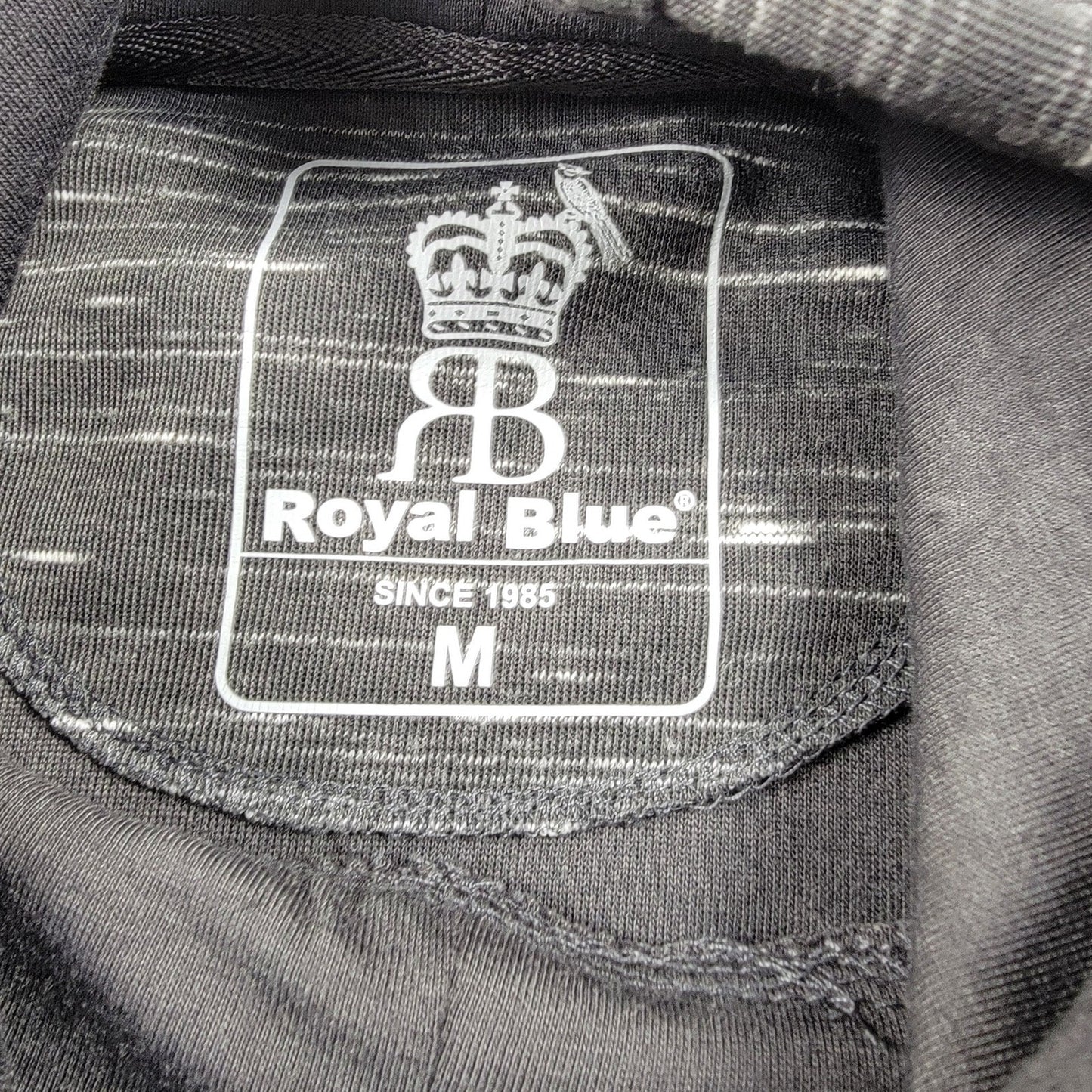 Royal Blue Long Sleeve Hoodie Mens Medium Gray Athletic Pullover Streetwear 7032