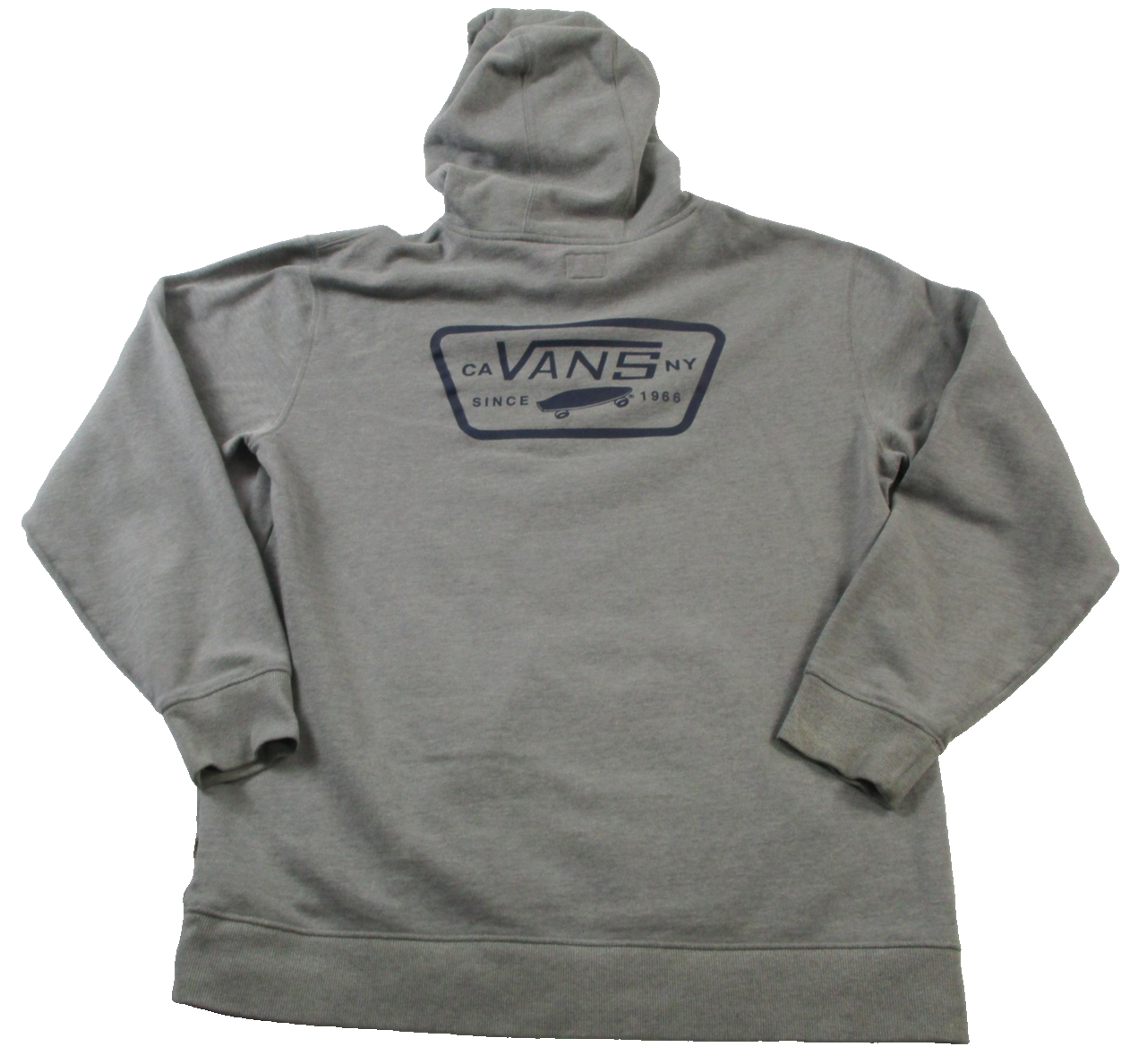 Vans Hoodie Mens Large Gray Pullover Fleece Sweatshirt CA NY Since 1966 Logo1