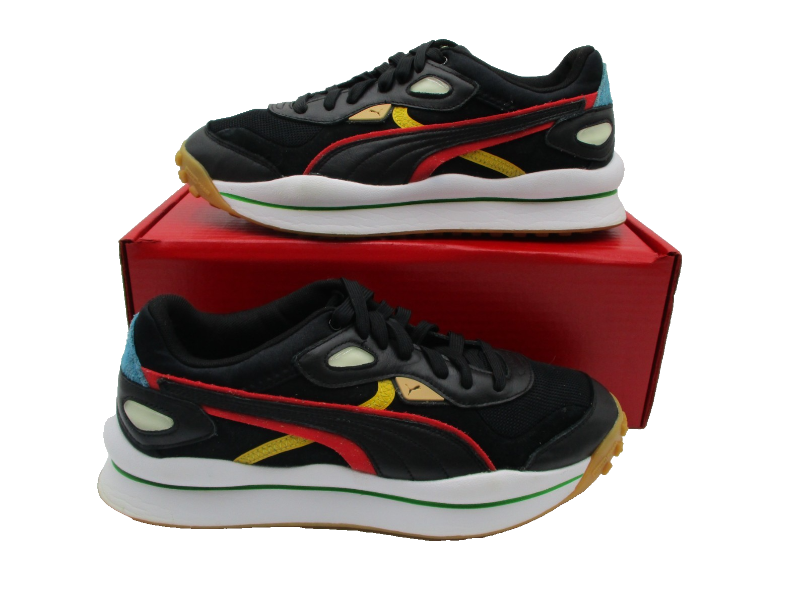 Puma Mirage Sport Retro Sneakers Black Red Yellow Men’s Size 9 37582002 (1B9)0