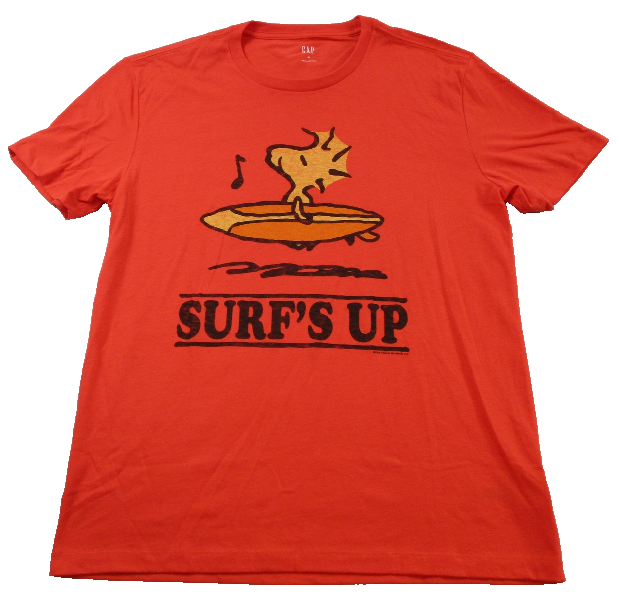 Gap Shirt Mens Medium Orange Woodstock Surf's Up Peanuts Graphic Tee Summer 13590