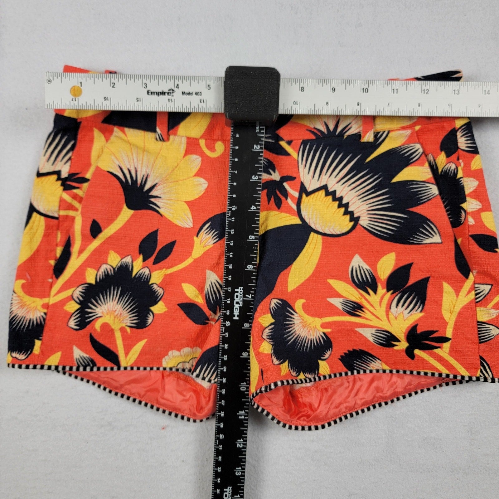 J Crew Womens Hibiscus Flora Shorts Sz 00 Orange/Black/Yellow