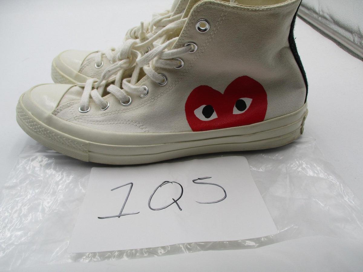 Converse Chuck Taylor Play CDG Shoes Mens Size 10 White High Top Heart 150205C12
