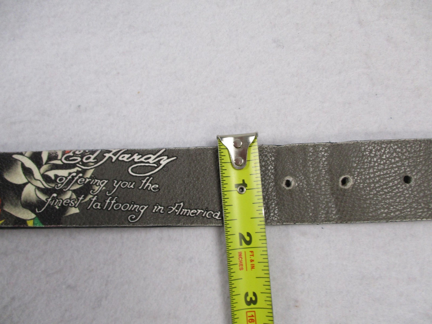 Ed Hardy Belt Mens Size 42 Multicolor Skull Rose Tattoo Graphic Rock Buckle10