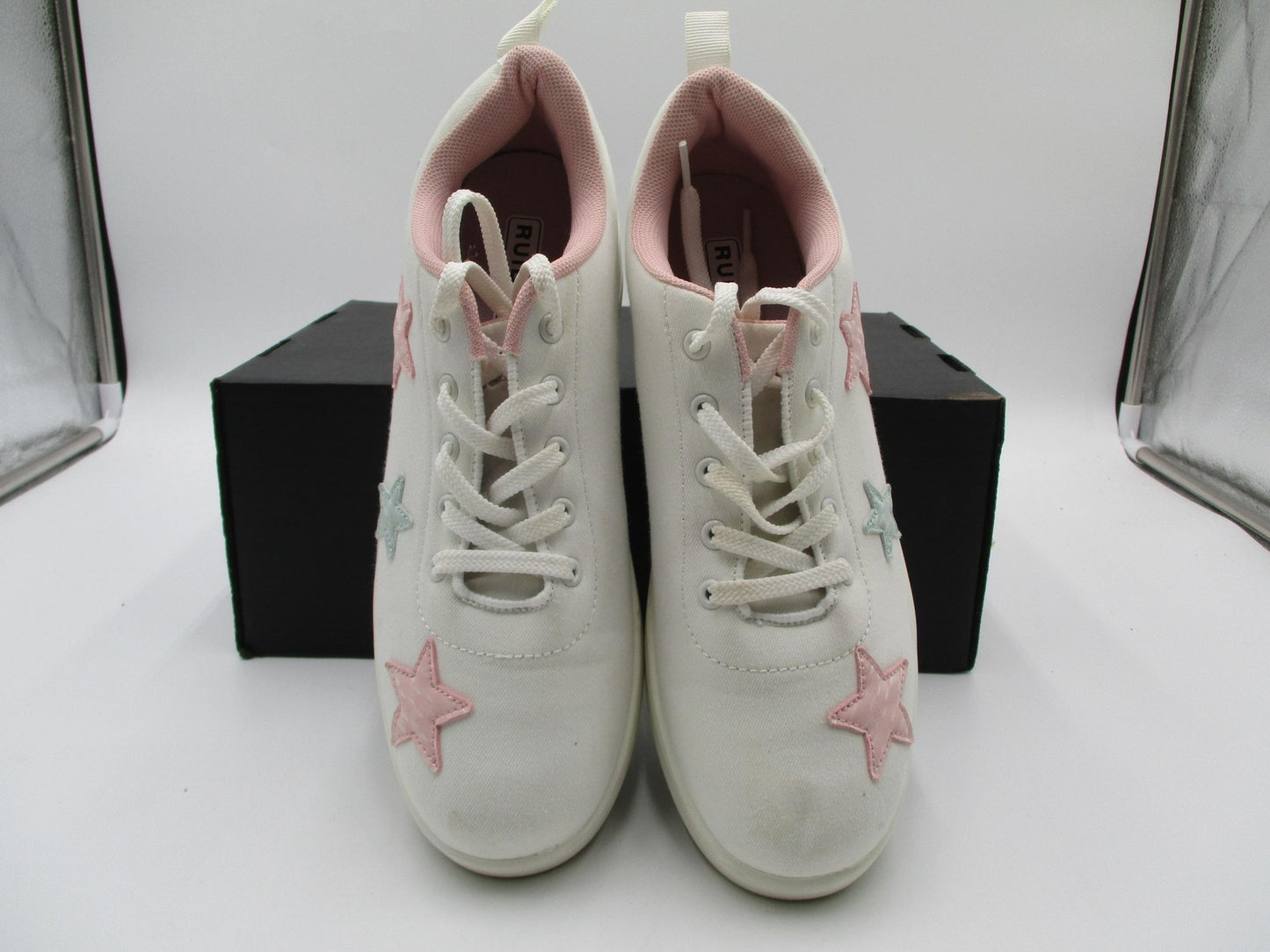 Ruideng Shoes Womens Size 9.5 White Pastel Canvas Star Platform Sneakers (1G8)4