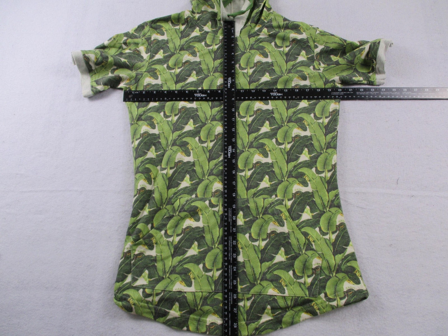 KASH Sweatsuit Set Mens Large Green Tropical Leaf Hoodie Shorts 2 Piece USA 16747