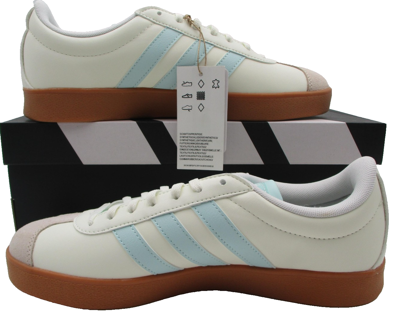 Adidas VL Court Base Shoes Womens Size 8.5 White Gum Court Sneakers JI17671