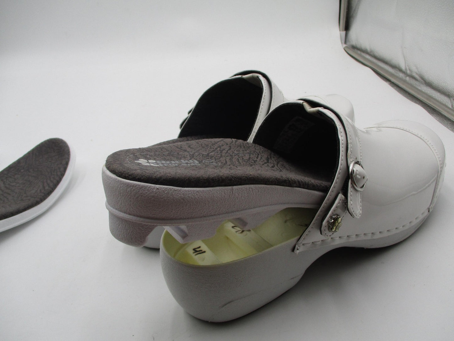 Rocky 4EurSole Shoes Womens Size 10 White Patent Clog Slip Resistant RKH05121
