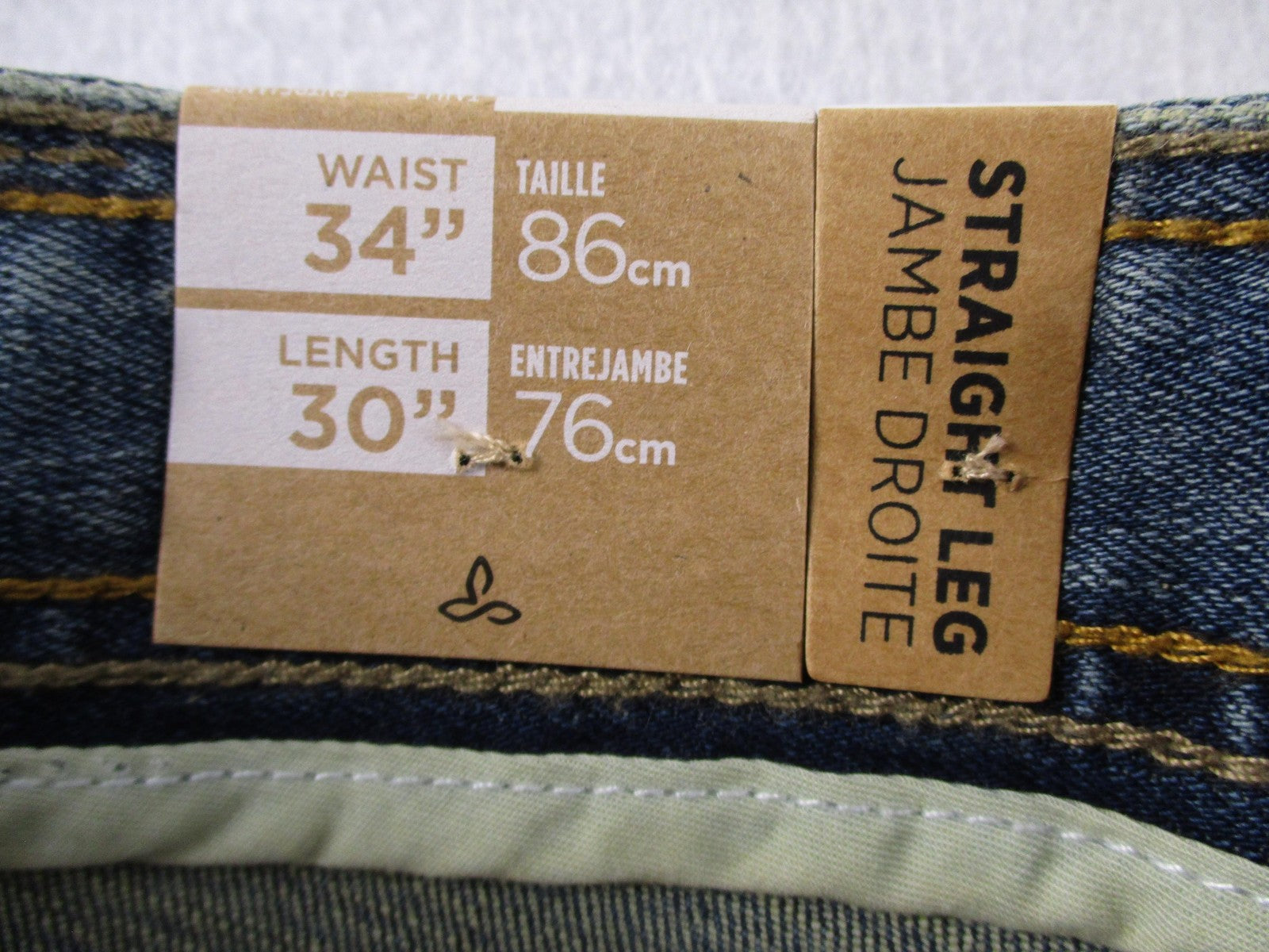 PrAna Axiom Jeans Mens 34x30 Blue Antique Stone Wash Straight Stretch Denim1