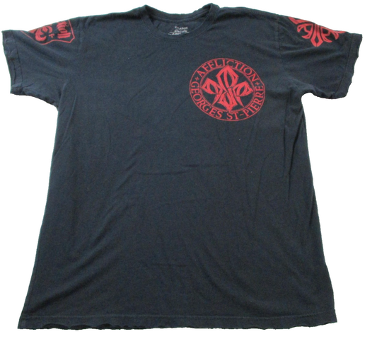 Affliction Shirt Mens XL Black Georges StPierre Rush UFC MMA Graphic Tee 15890
