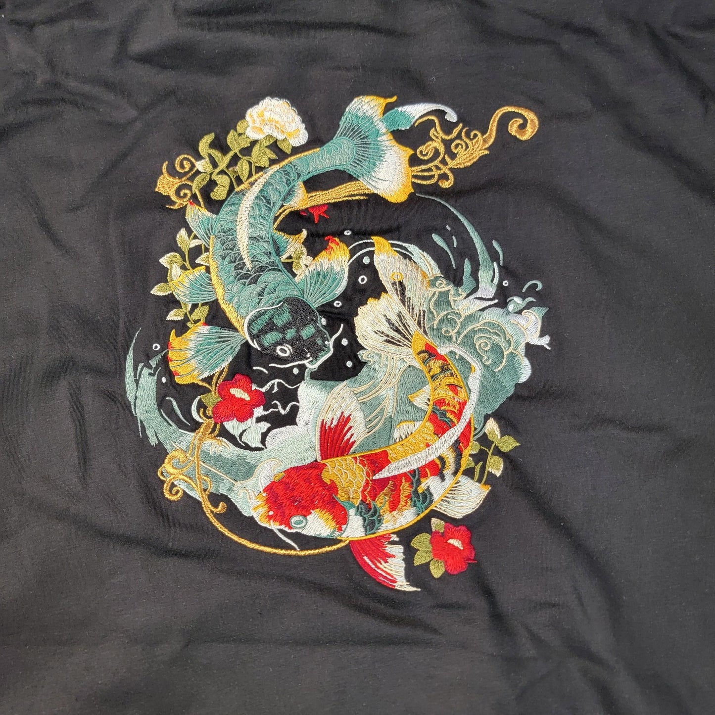 NIEPCE Hoodie Mens 2XL Black Embroidered Koi Fish Pullover Sweatshirt New