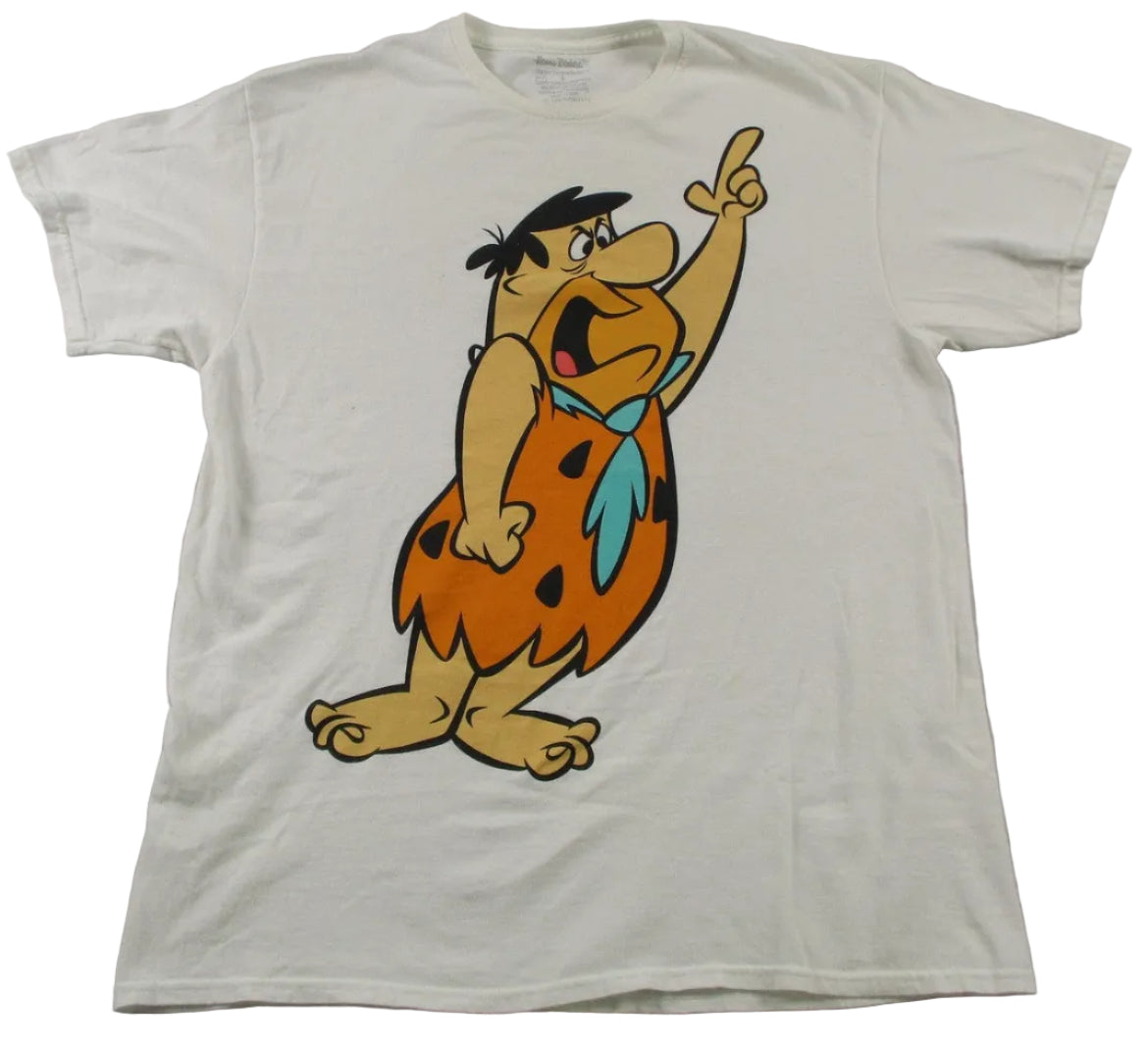 The Flintstones Fred Flintstone Shirt Mens Large White Cartoon Graphic Tee0